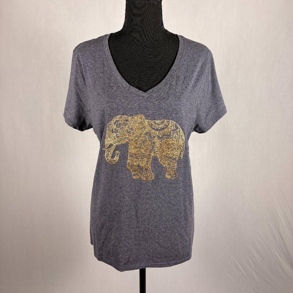 Hanes | V-neck Active T-shirt | XL | Glittery Elephant